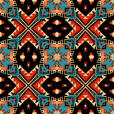 Seamless African pattern. Ethnic carpet with chevrons. Aztec style. Geometric mosaic on the tile,...
