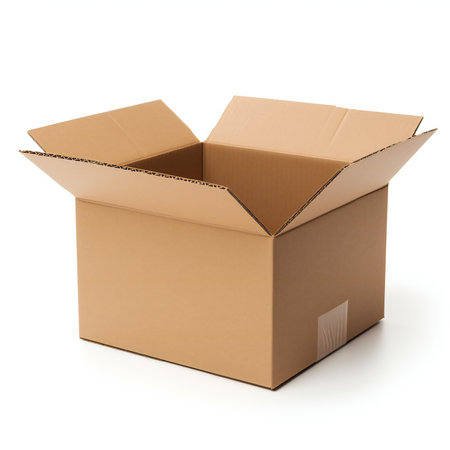 Open cardboard box isolated on white background.の素材