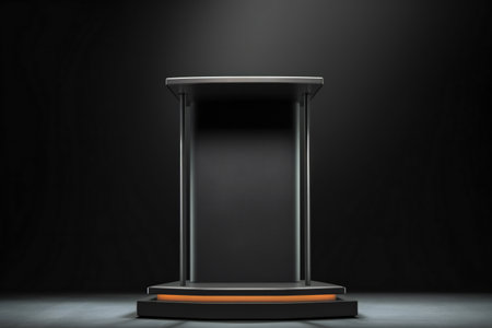 a black pedestal podium on a black backgroundの素材