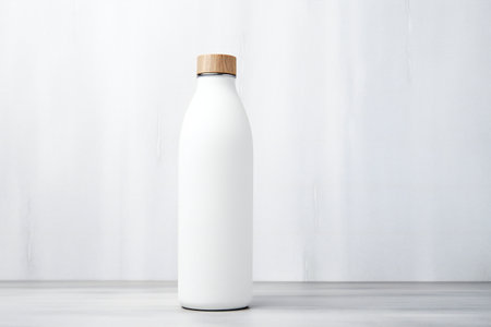 Milk bottle mockup on white background.の素材
