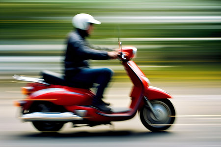 Motorcycle rider in motion blur. Motion blur effect. Abstract background.の素材