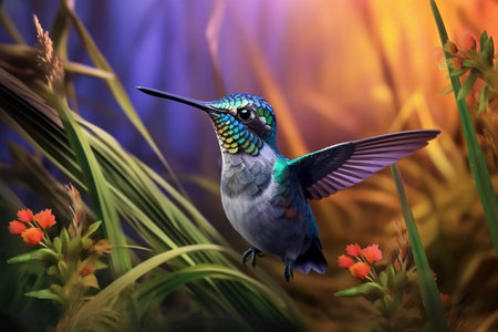 Hummingbird in the garden. Wildlife scene from tropical nature.の素材