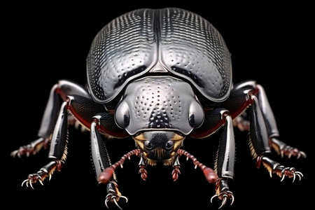 Stag beetle isolated on black background. Studio shot.の素材
