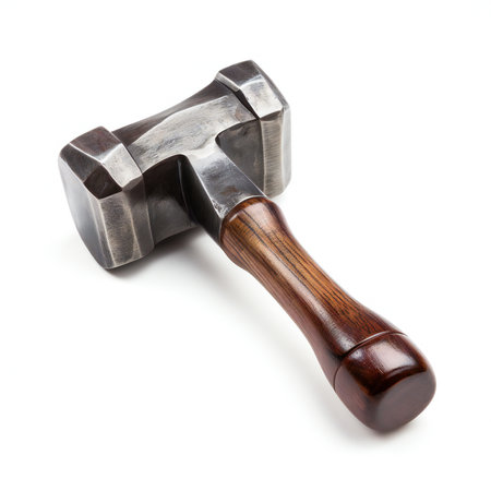Vintage hammer isolated on a white background with shadowの素材