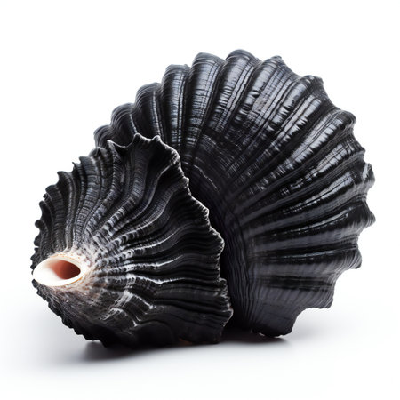 Black seashell isolated on white background.の素材