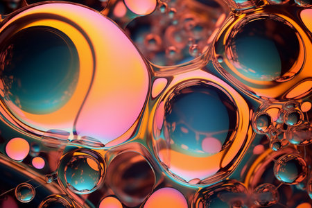 Colorful abstract background of oil bubbles in water.の素材