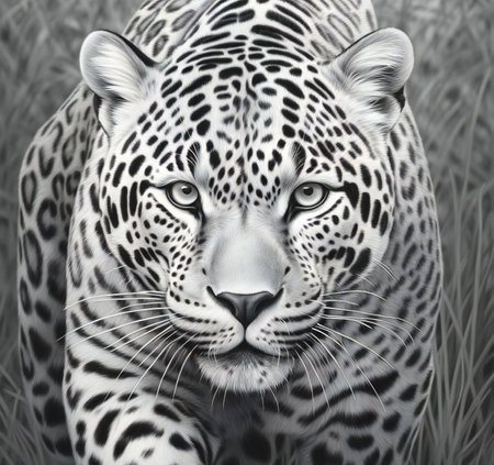 Leopard portrait in black and white, beautiful animal in nature.の素材
