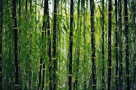 Bamboo forest with rain drops in the morning, Natural background.の素材
