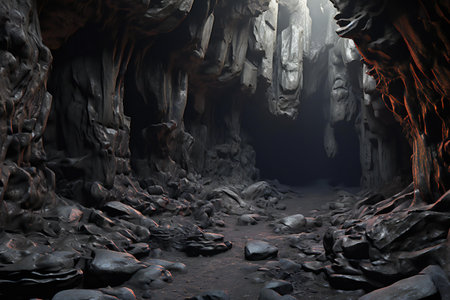 Cave interior with stalactites and stalagmites.の素材