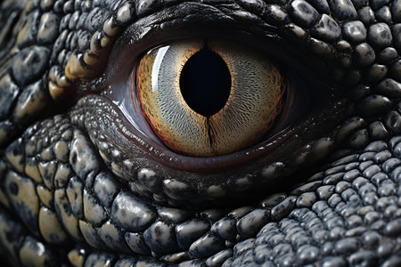 Close-up of the eye of an alligator.の素材