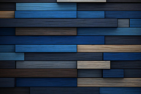 Wooden wall with blue and dark blue colors.の素材