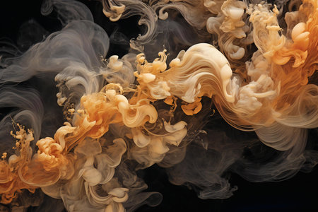 Abstract ink in water on a black background. Background for design.の素材