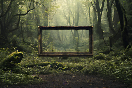 Wooden frame in the forest. Nature conceptの素材