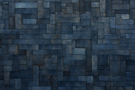 Dark blue stone tile wall texture background.の素材