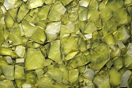 abstract background of small pieces of broken glass in light green toneの素材