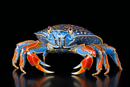 Blue crab isolated on black background.の素材
