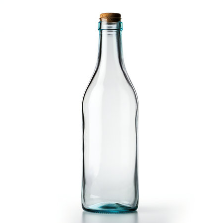 Empty glass bottle isolated on white background.の素材