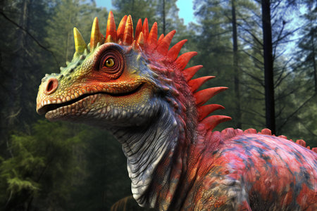 a dinosaur Tyrannosaurus Rex in the forest.の素材