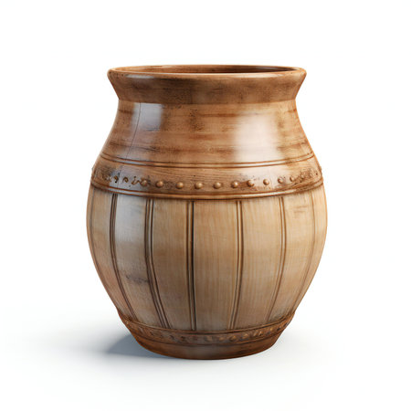 Clay pot isolated on white background.の素材