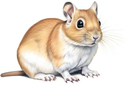 a brown and white hamster isolated on white backgroundの素材