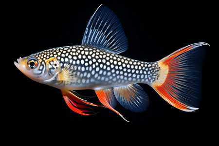 Betta fish, siamese fighting fish isolated on black backgroundの素材