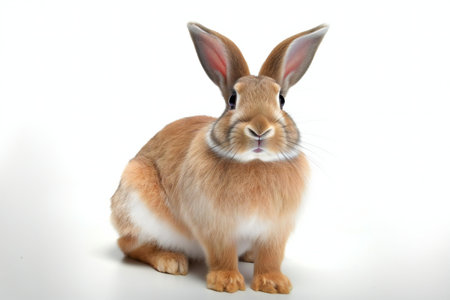 Cute rabbit isolated on white background. Studio shot. Easter bunny.の素材
