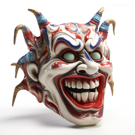 illustration of a demon mask isolated on a white background.の素材