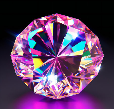 Beautiful diamond on black background. Square.の素材