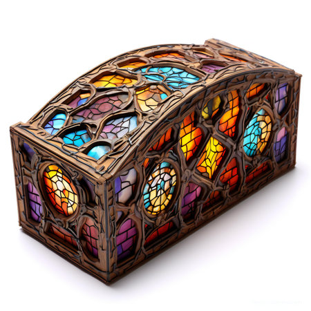 Colorful stained glass chest isolated on white backgroundの素材