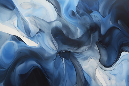 Abstract background of acrylic paint in blue tones. Liquid marble texture.の素材