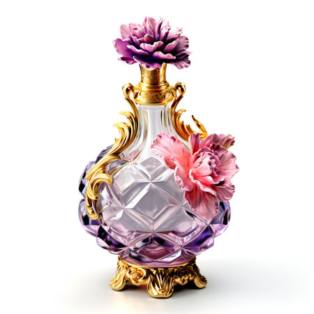 Beautiful perfume bottle isolated on white background.の素材