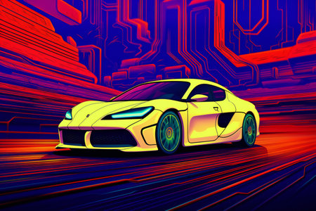 sports car on the background of the night city.の素材