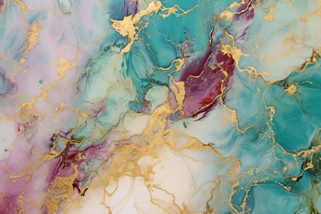 Marble abstract acrylic background. Marbling artwork texture. Agate ripple pattern. Gold powder.の素材