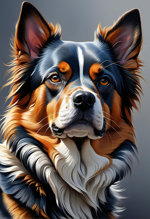 Portrait of a Swiss Shepherd dog. Digital painting.の素材