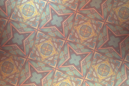 Textile cloth color with kaleidoscope pattern in vintage style for backgroundの写真素材