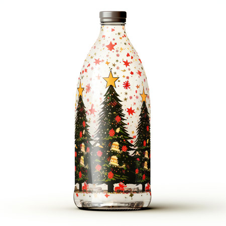 Christmas tree in a bottle on a white background.の素材