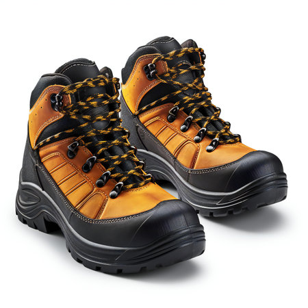 Hiking boots isolated on white background.の素材