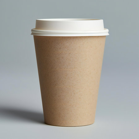 Coffee cup mockup on grey background,の素材
