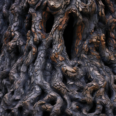Tree bark texture illustration.  Dark background.の素材