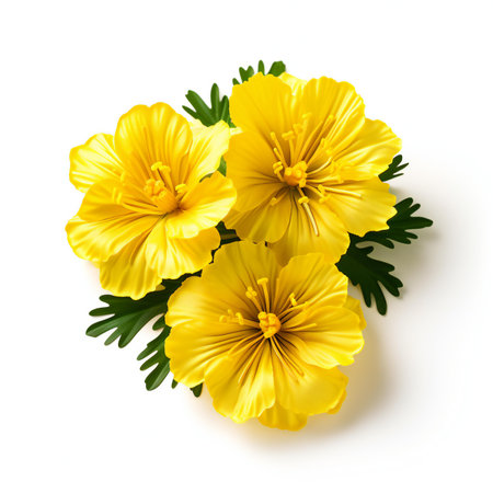 Yellow marigold flowers bouquet isolated on white background cutoutの素材