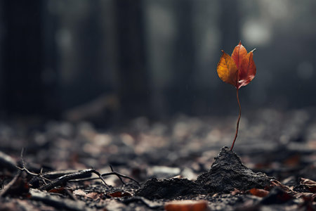Autumn leaf on the ground in the forest. Autumn concept.の素材