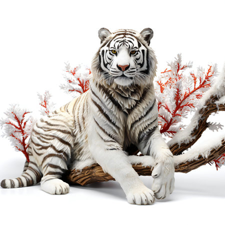 White tiger isolated on a white background.の素材
