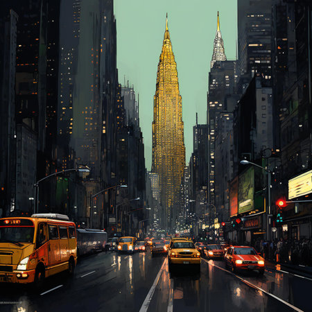 New York City, United States of America. Skyscrapers of New York City at night.の素材