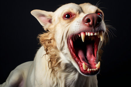 Studio shot of an adorable Chihuahua dog yawning.の素材