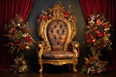 Luxury armchair in the interior of the room with Christmas decorationsの素材