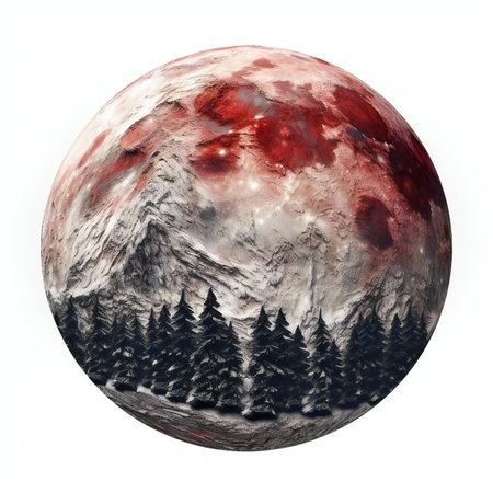 Red planet in the winter forest. Elements of this image furnishedの素材