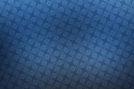 Blue background with a pattern of clover leaves.の写真素材