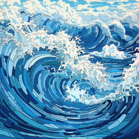 Blue ocean waves background.の素材