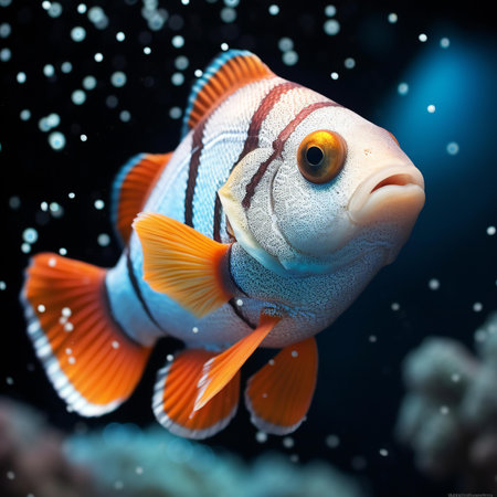 Clown fish in aquarium. Underwater world.の素材