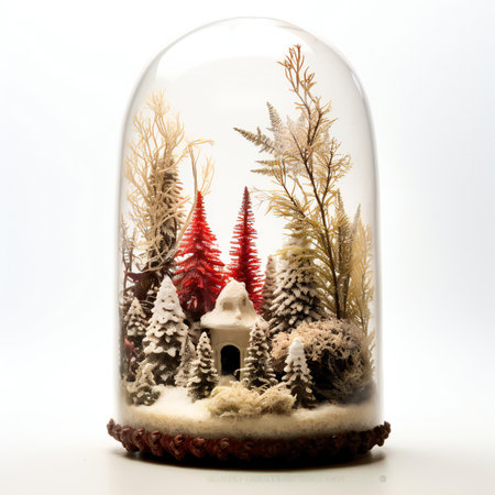 Christmas decoration in the form of a glass dome with a Christmas treeの素材